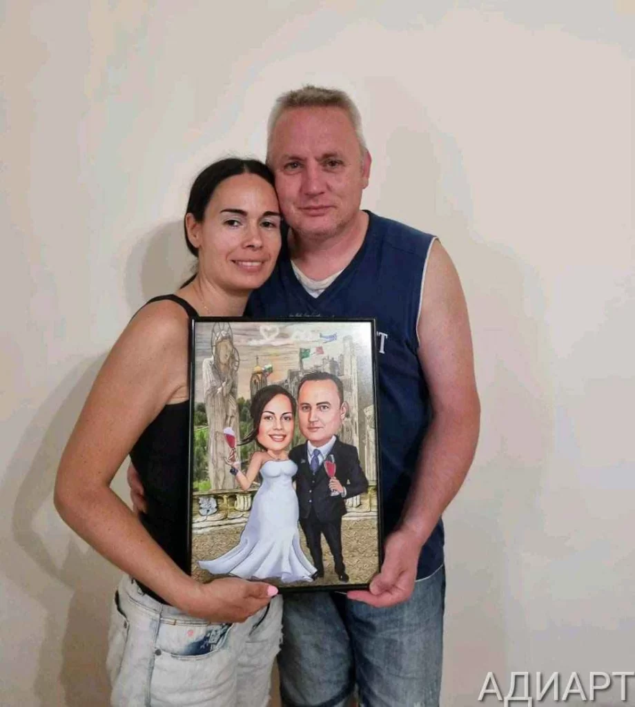 Младоженци със своя подарък
