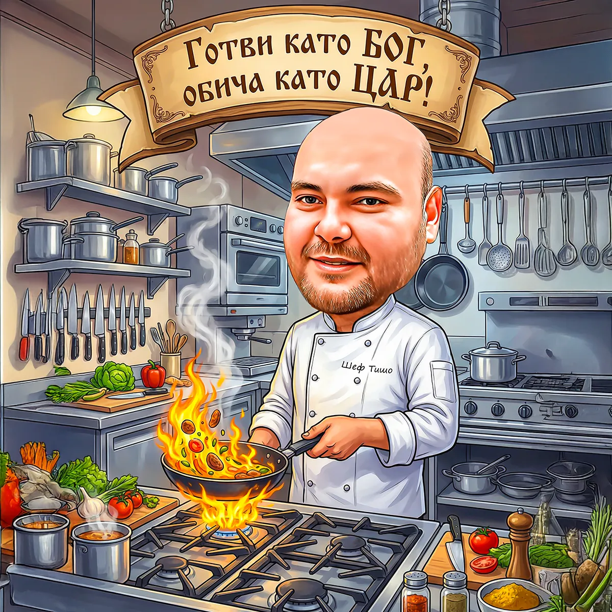 Карикатура готвач: Оригиналният подарък